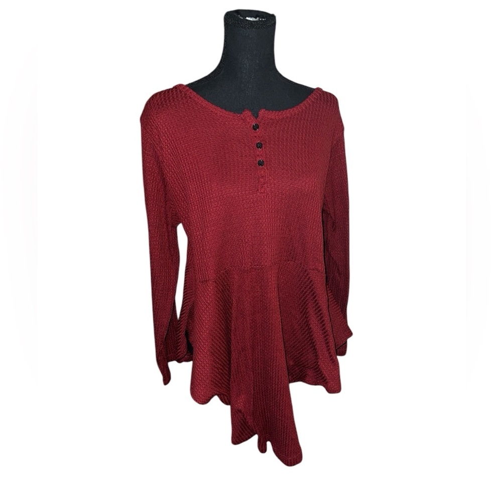 ROUGE COLLECTION Thermal Style Peplum Top EUC
